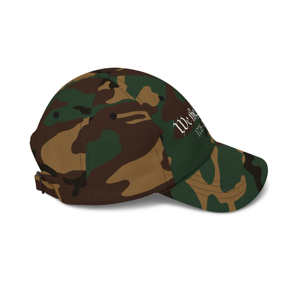 Side view of a Green Camo baseball cap 