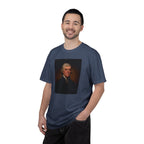 Man wearing Thomas Jefferson portrait t-shirt, midnight