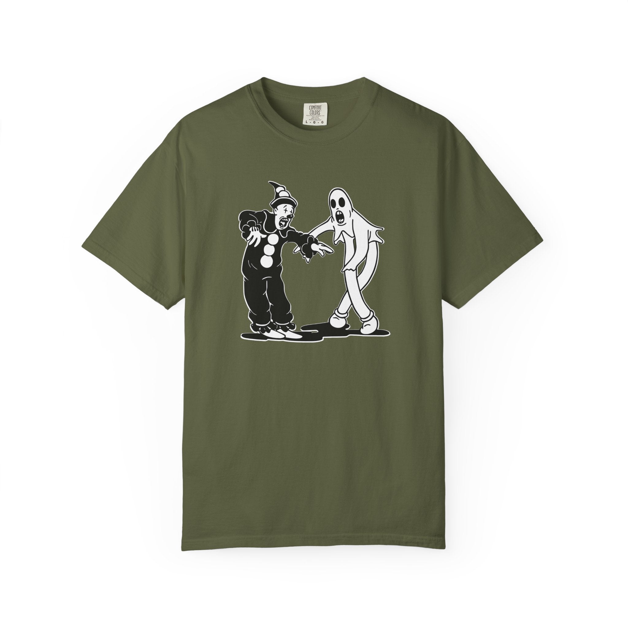 Koko the Clown Dancing Ghost psyop meme t-shirt in monochrome vintage style in hemp