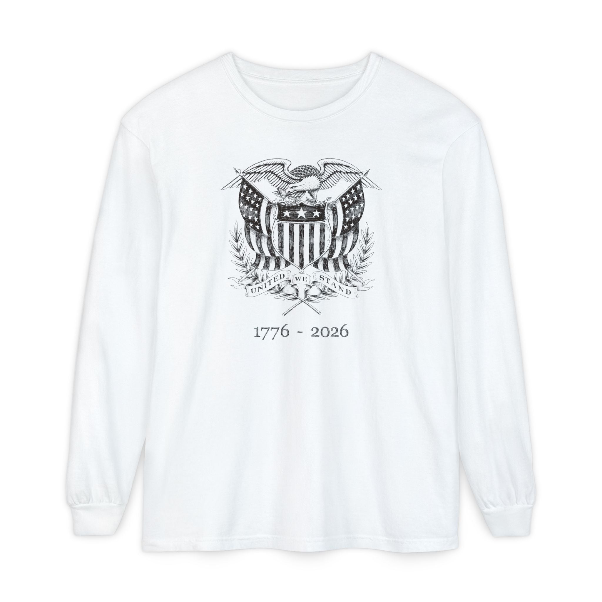 White long sleeve United We Stand eagle t-shirt