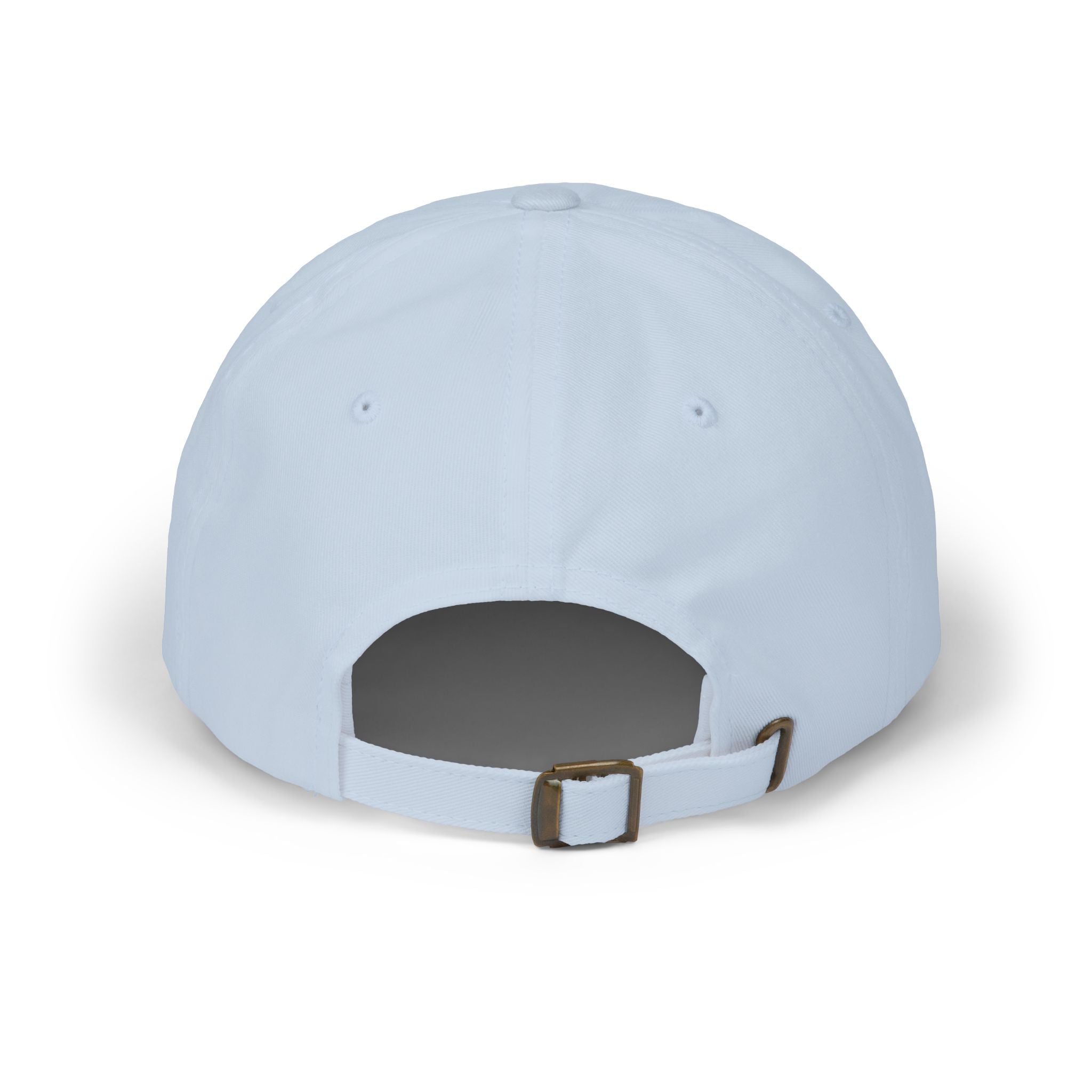 Back view of America 250 embroidered dad hat in light blue