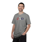 Male model wearing granite America 250 embroidered t-shirt