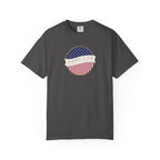 Graphite Comfort Colors t-shirt with an America 250 design with text 'America 250 Welcome to the Golden Age'