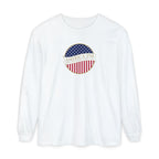 Long sleeve White Comfort Colors t-shirt with America 250 design