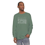 Man wearing Micah 6:8 Christian long sleeve t-shirt in light green