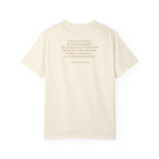 Back view of Samuel Adams tee in ivory with 'If Ye Love Wealth Better Than Liberty' quote