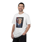 Man wearing Donald Trump 47 patriotic t-shirt in white