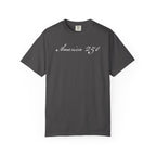 America 250 script patriotic t-shirt with  elegant script lettering in graphite