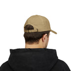 Back view of a man wearing a khaki cap 
