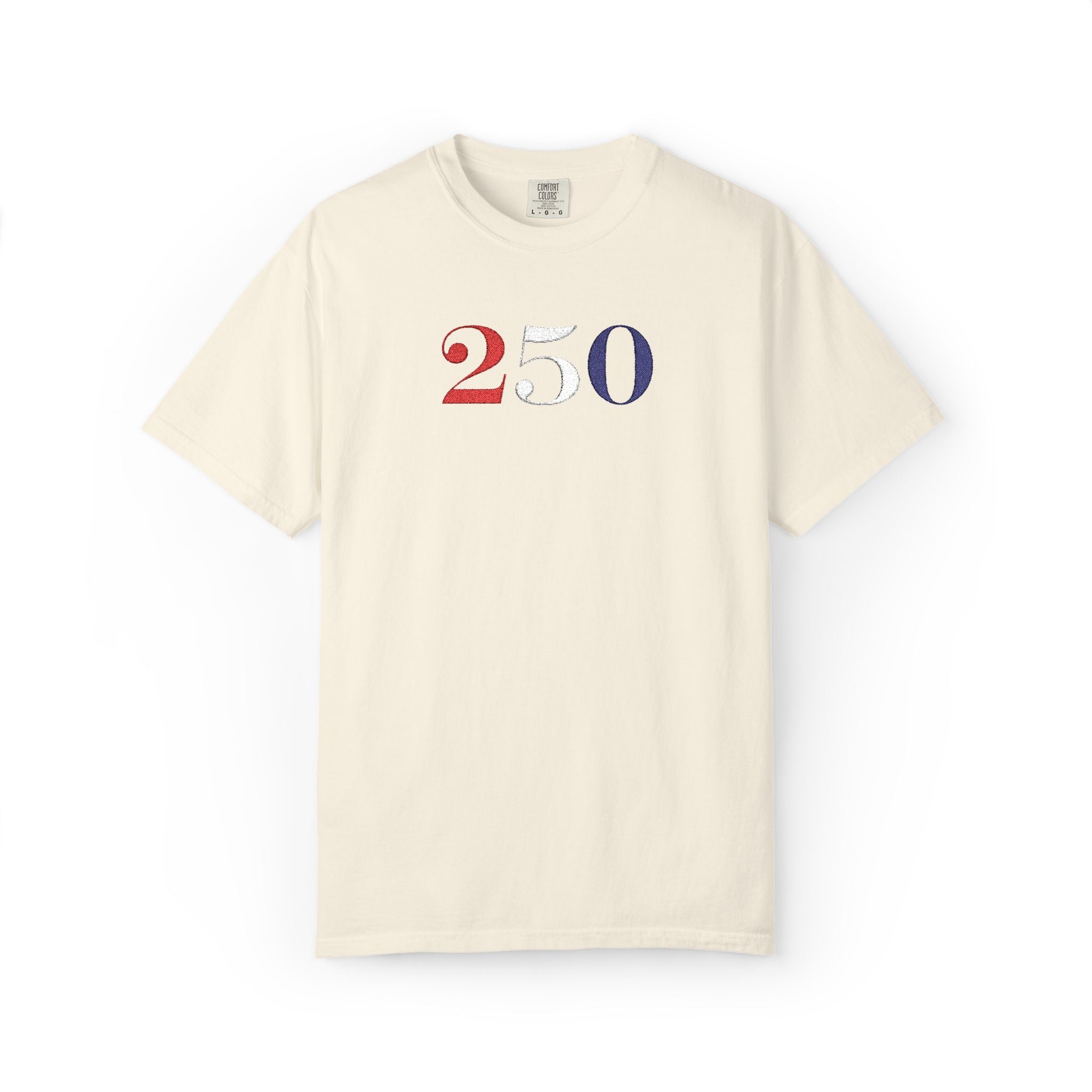 Ivory embroidered America 250 t-shirt