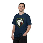 Man wearing Ghost Army patriotic t-shirt in true navy