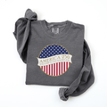 America 250 Golden Age long sleeve t-shirt with stars and stripes shield in pepper