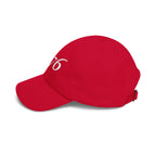 Left side view of Cranberry dad cap 