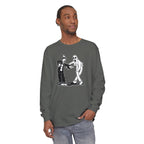 Man wearing Koko the Clown and Dancing Ghost long sleeve t-shirt in pepper