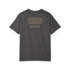 Back view of George Washington tee with Farewell Address quote spine in graphite