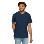 Smiling man wearing a True Navy Comfort Colors t-shirt with 'One Nation under God' embroidered in blue thread