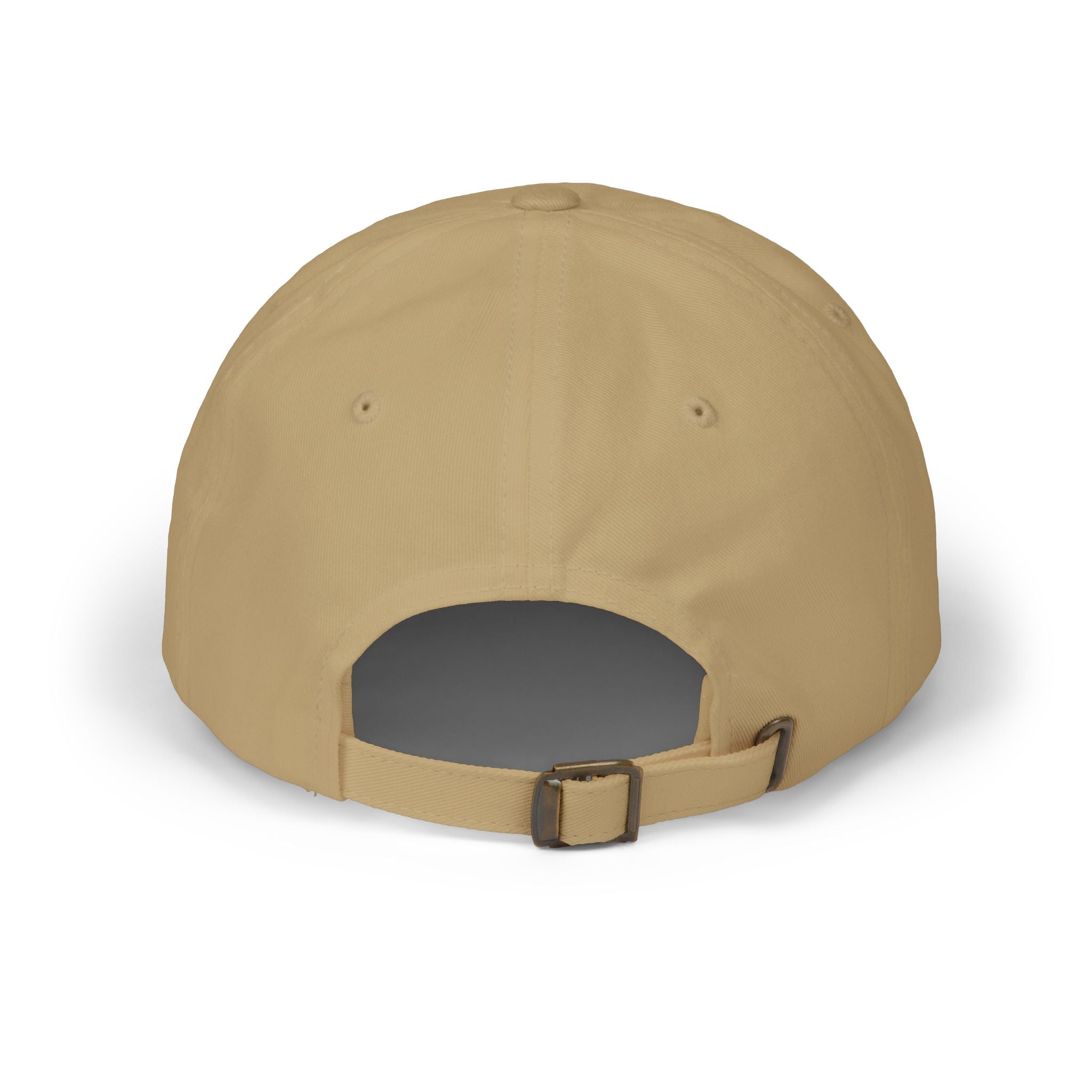 Back view of America 250 embroidered dad hat in khaki