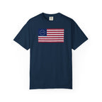 Distressed Betsy Ross flag 1776 t-shirt in true navy