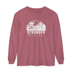 Stronger Than The Storm Christian long sleeve t-shirt in Crimson
