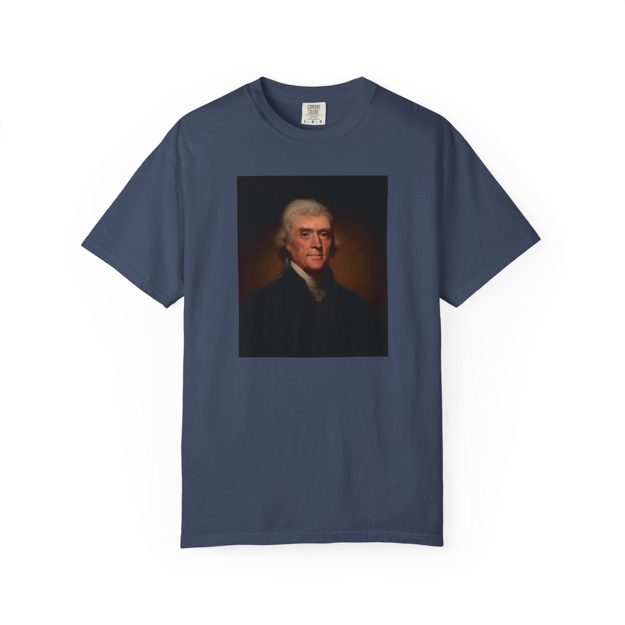 Thomas Jefferson Founders Collection portrait t-shirt full uncropped Peale design, midnight