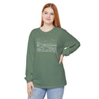 Woman wearing Micah 6:8 Christian long sleeve t-shirt in light green