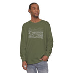 Man wearing Micah 6:8 Christian long sleeve t-shirt in hemp