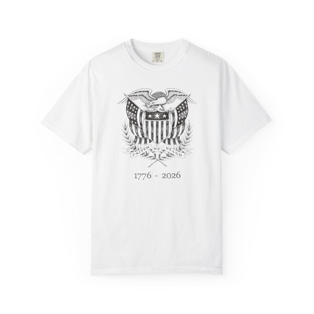 White United We Stand t-shirt featuring a patriotic eagle graphic

