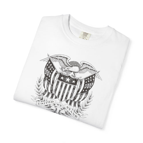 Folded white United We Stand eagle t-shirt

