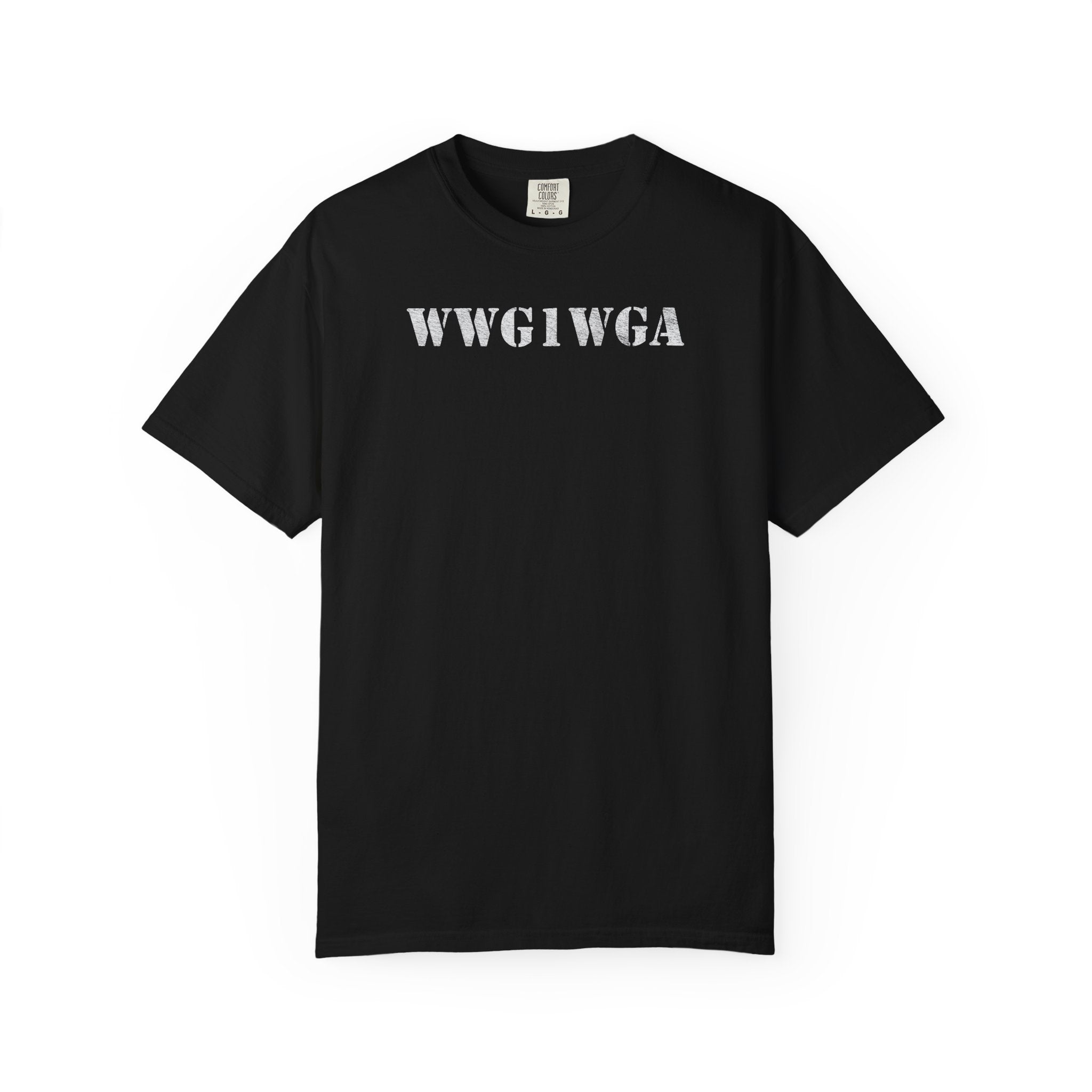 WWG1WGA distressed stencil t-shirt in black