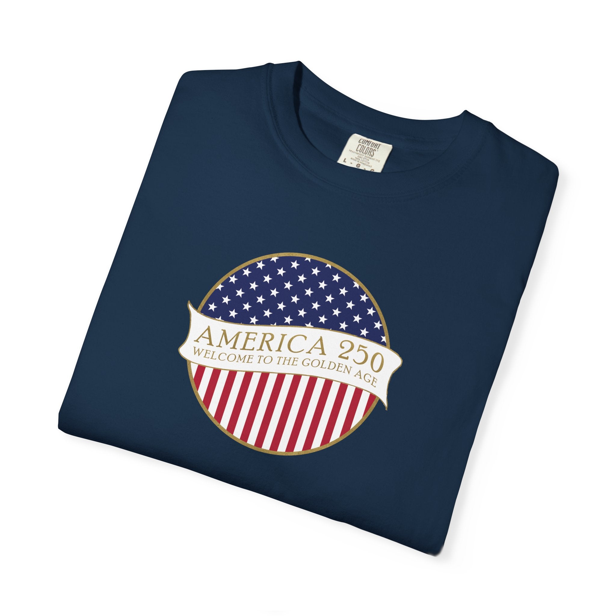 Folded White America 250 Golden Age t-shirt in True Navy
