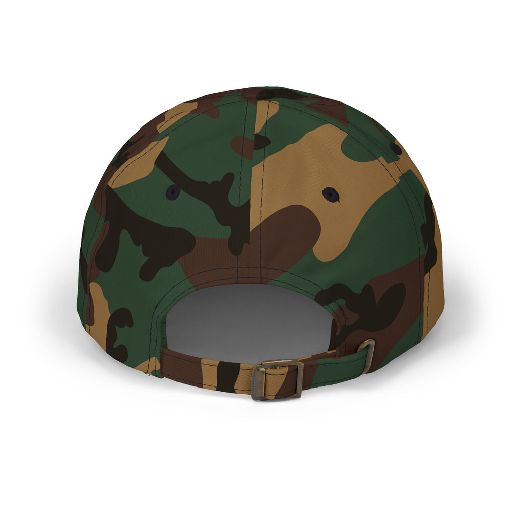 Back view of a Green Camo patterned cap 