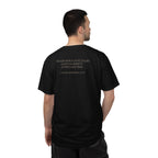 Back view of man wearing Thomas Jefferson tee with 'God Gave Us Life Gave Us Liberty' quote, black