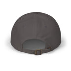 Back view of America 250 embroidered dad hat in dark grey