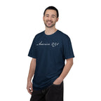 Male model wearing a true navy America 250 t-shirt