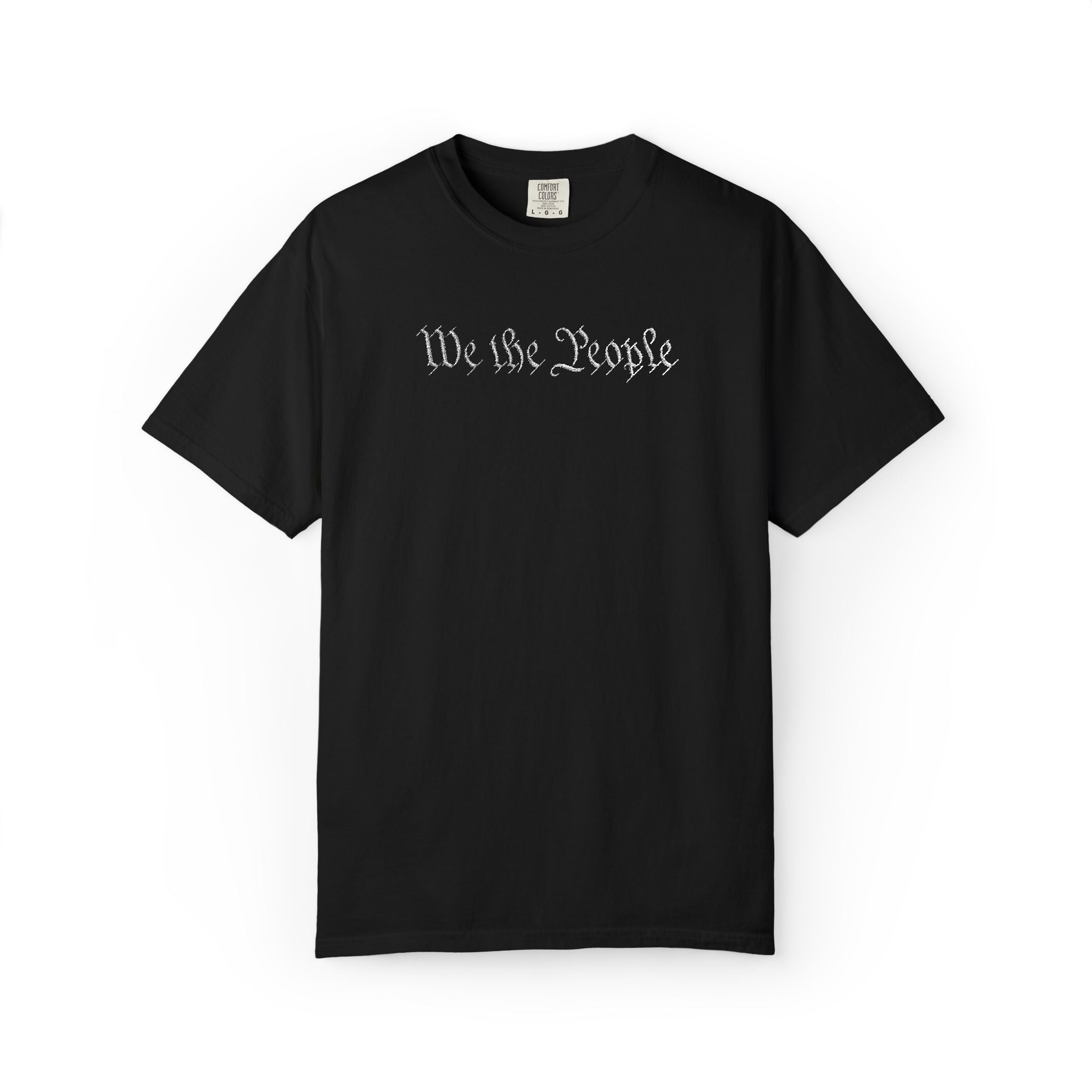 We the People embroidered patriotic t-shirt in black