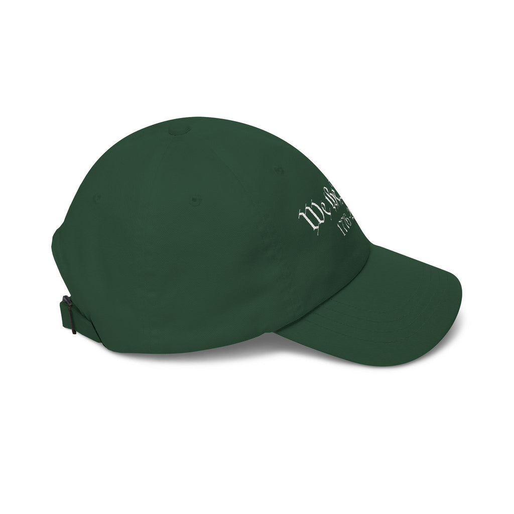 Side view of a spruce green cap 