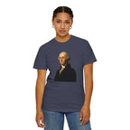 Woman wearing George Washington t-shirt in denim