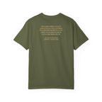 Back view of George Washington tee with Farewell Address quote spine in hemp