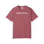 WWG1WGA distressed stencil t-shirt in crimson