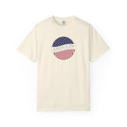 Ivory Comfort Colors t-shirt with an America 250 design with text 'America 250 Welcome to the Golden Age'