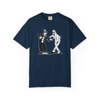 Koko the Clown Dancing Ghost psyop meme t-shirt in monochrome vintage style in true navy