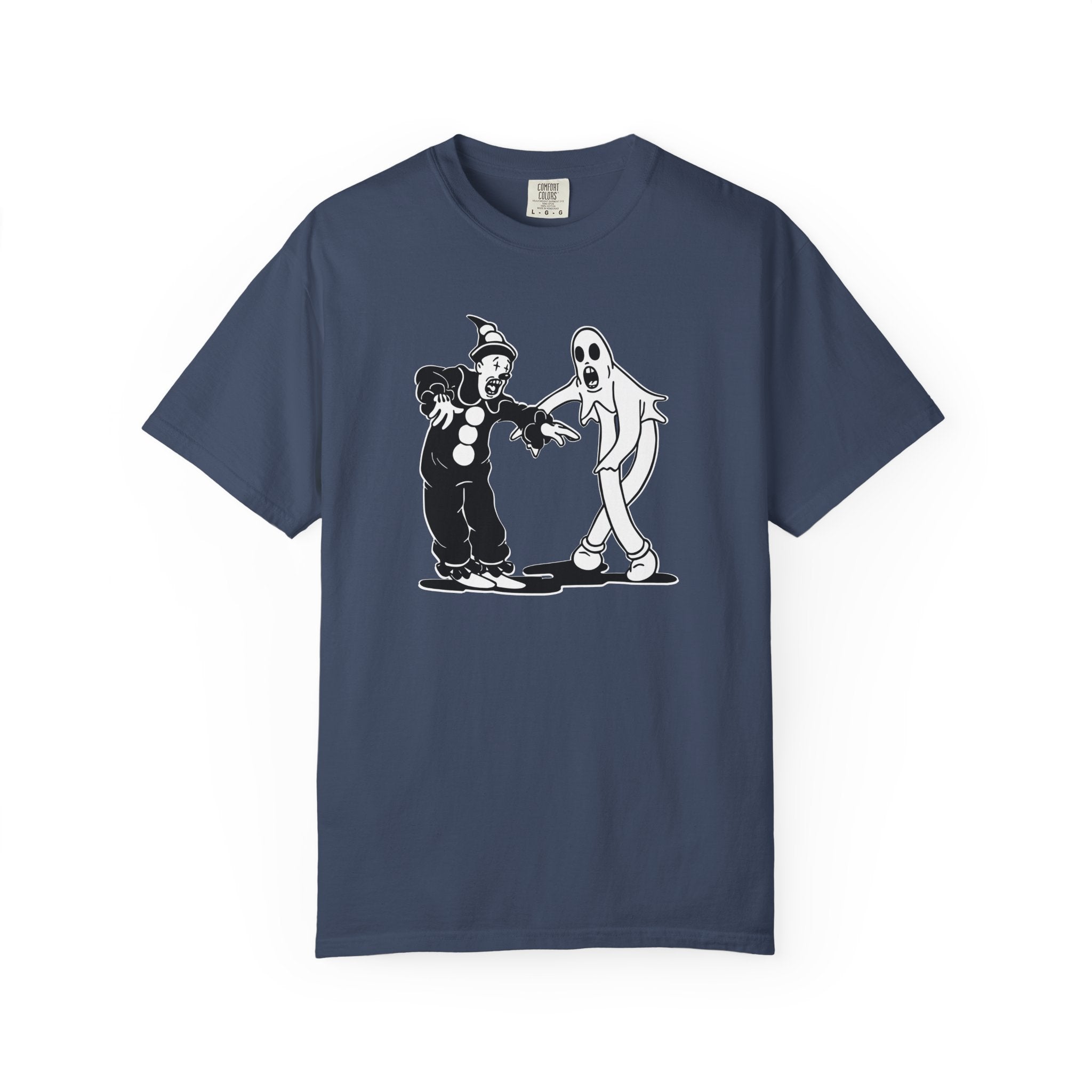 Koko the Clown Dancing Ghost psyop meme t-shirt in monochrome vintage style in midnight