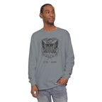 Man wearing a Granite long sleeve United We Stand eagle t-shirt