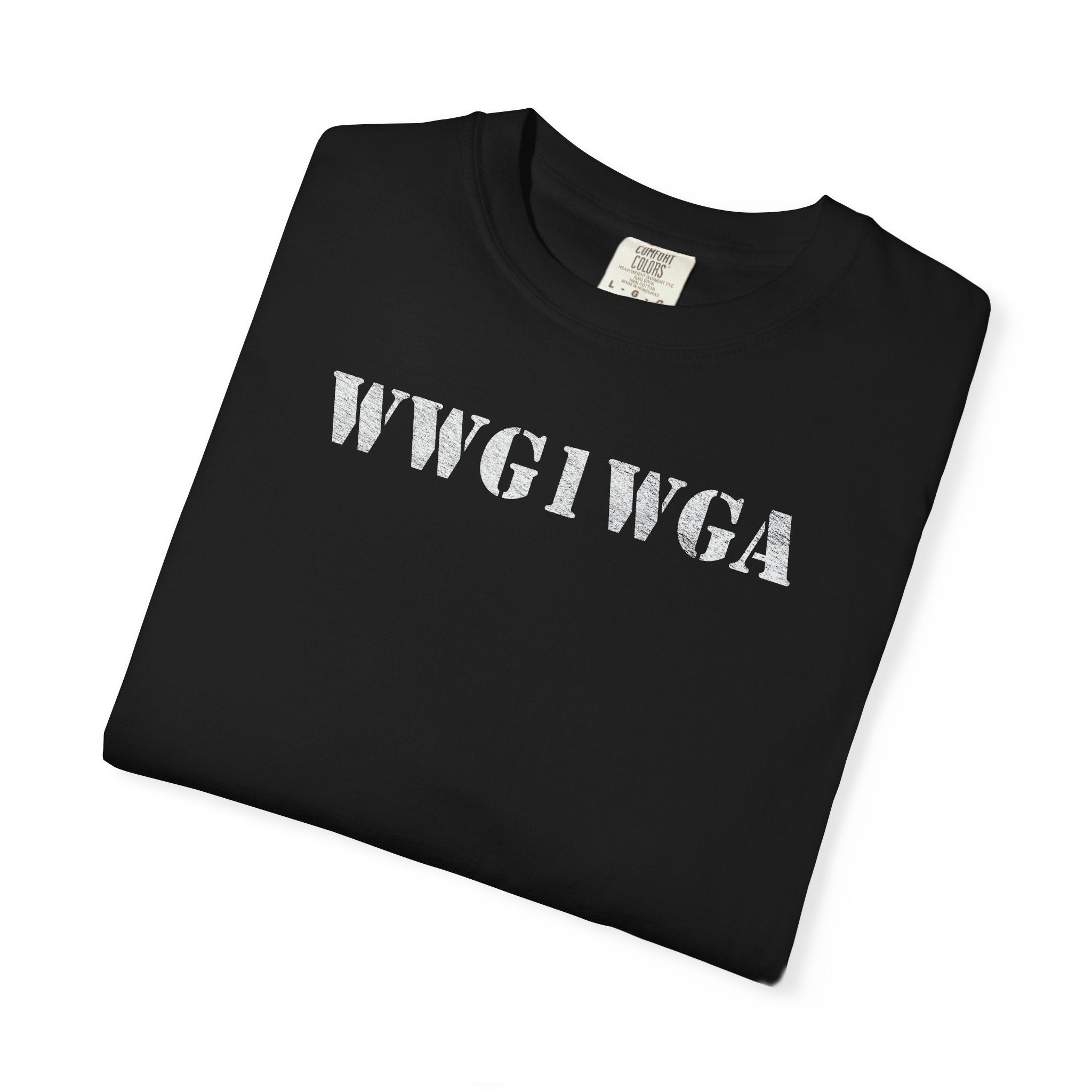 folded WWG1WGA distressed stencil t-shirt in black