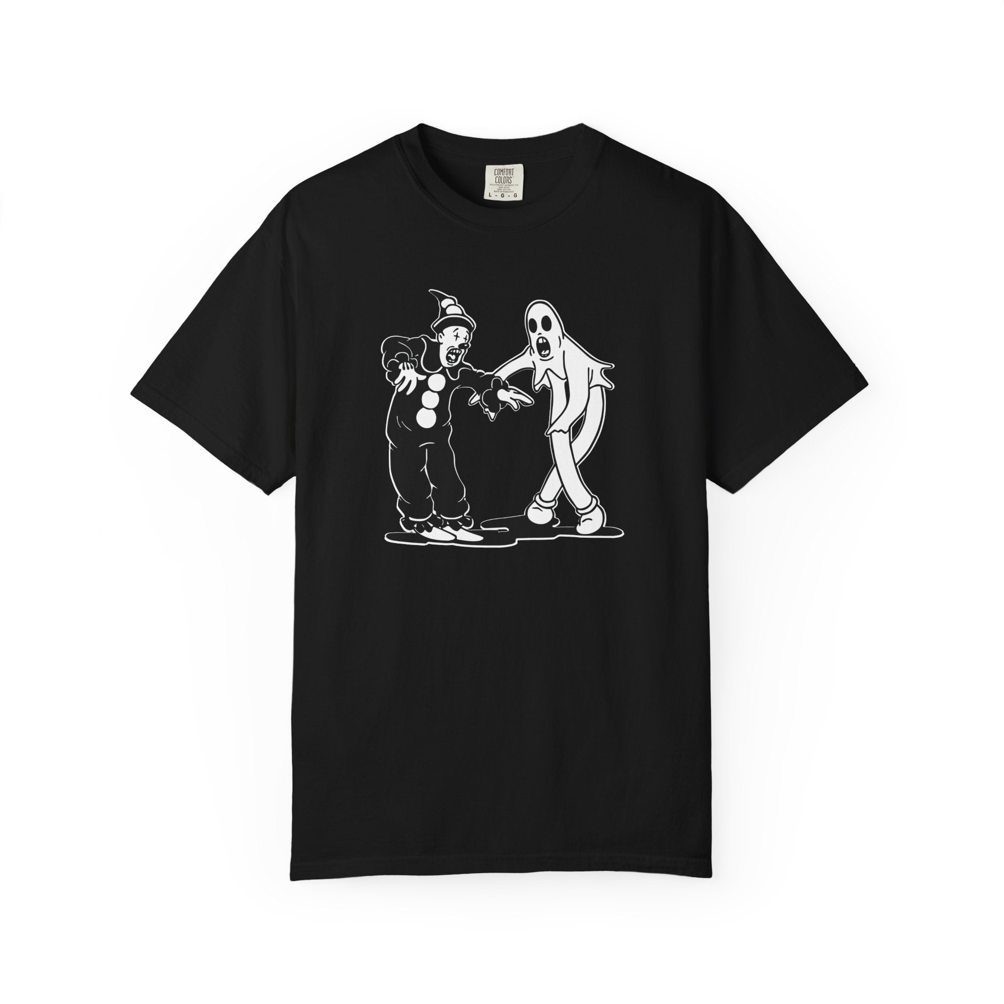Koko the Clown Dancing Ghost psyop meme t-shirt in monochrome vintage style in black