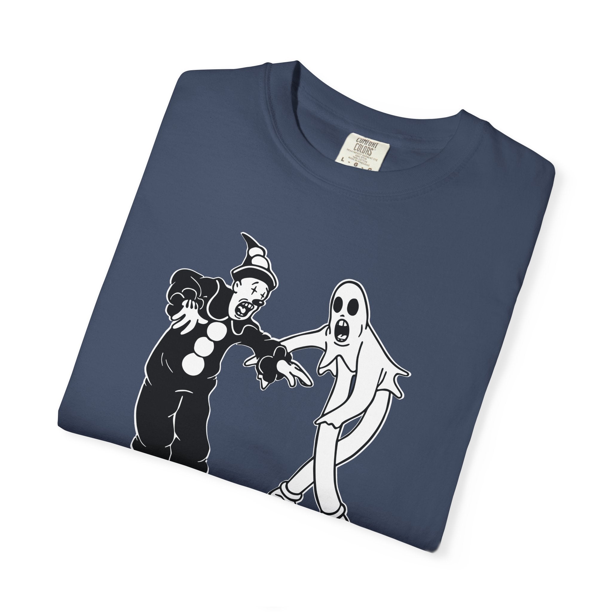 Folded Koko the Clown Dancing Ghost psyop meme t-shirt in Midnight