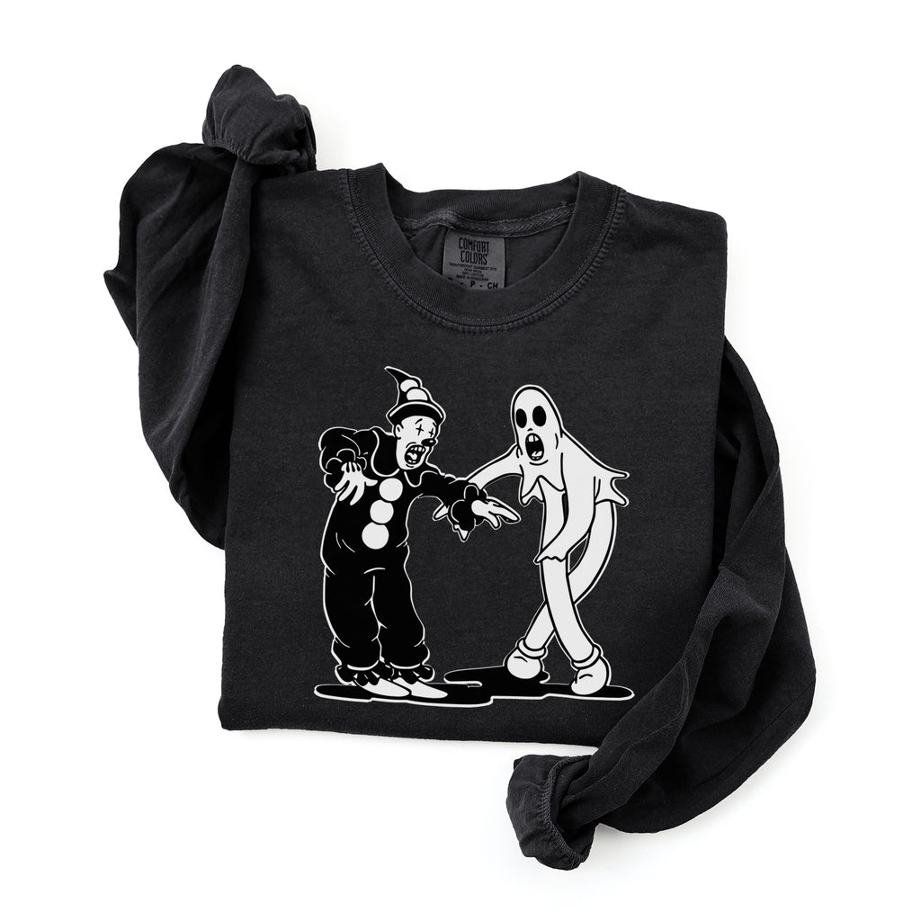 Koko the Clown and Dancing Ghost long sleeve t-shirt in black