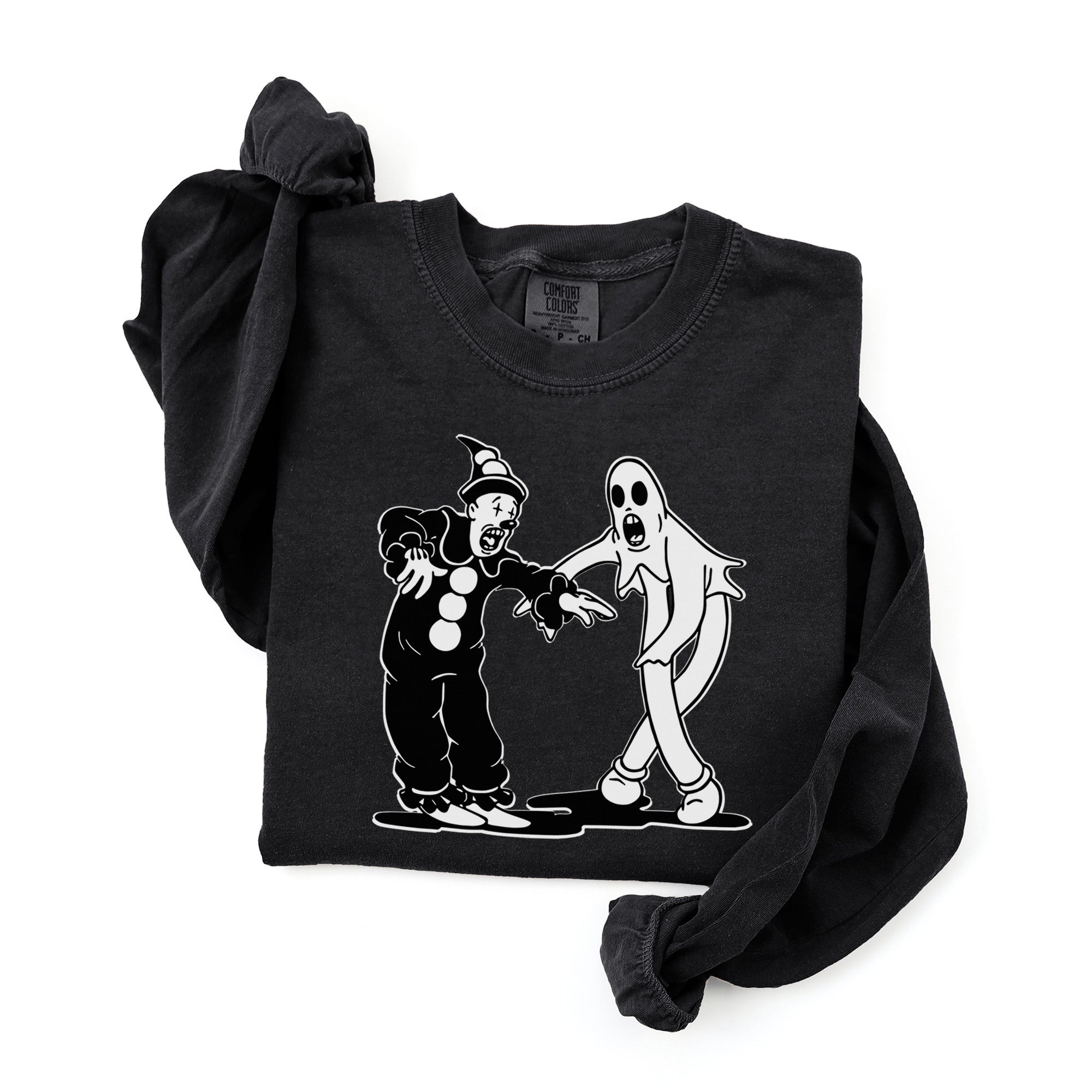Koko the Clown and Dancing Ghost long sleeve t-shirt in black