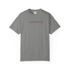 Granite colored t-shirt with 'American Girl' in patriotic stars & stripes text