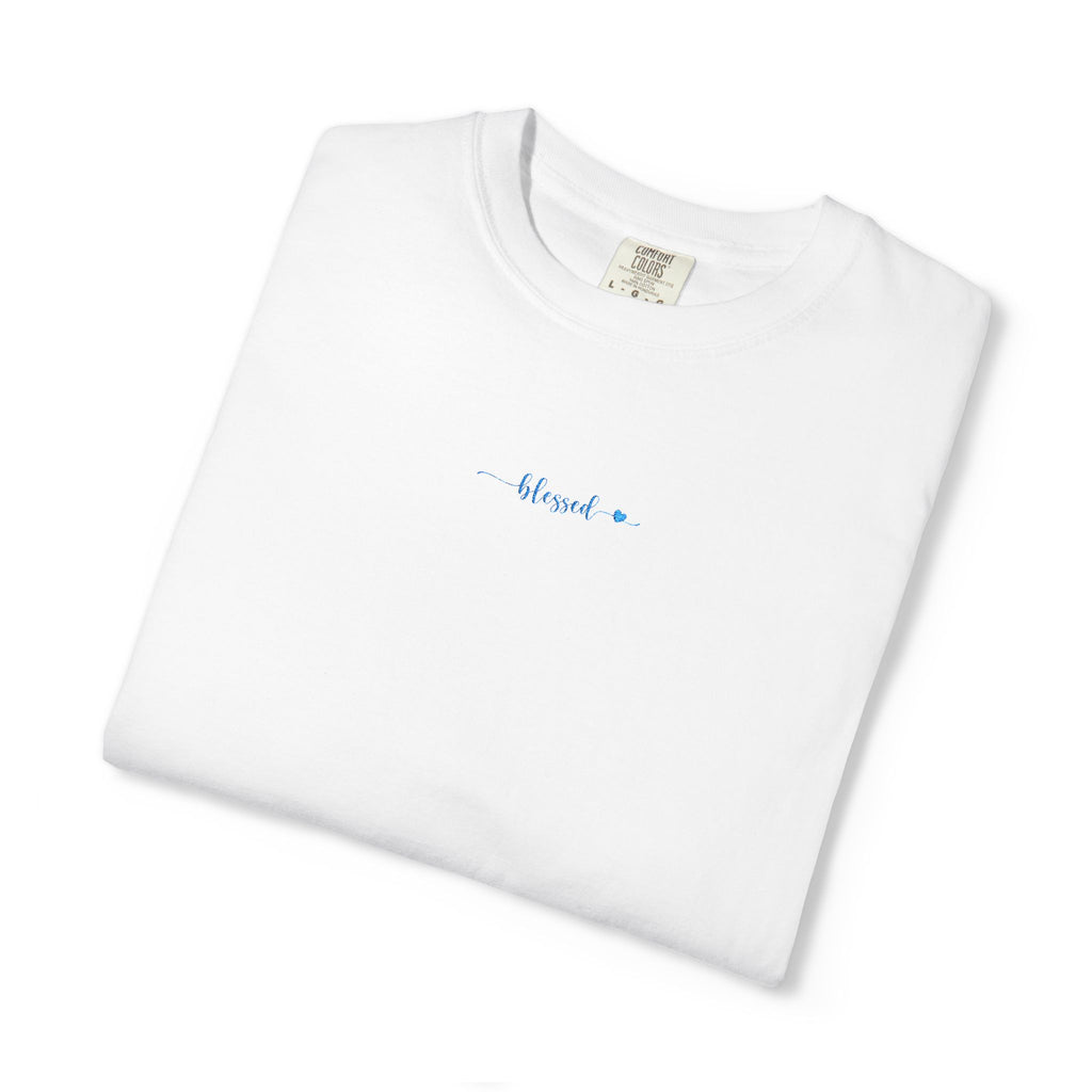 folded 'blessed' embroidered t-shirt in white